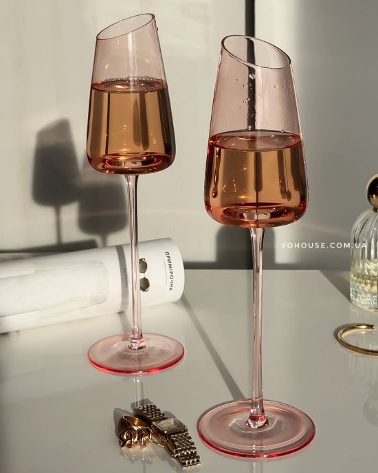 Набір келихів для шампанського Pink 220 мл 6 шт
