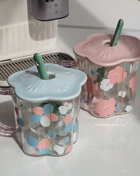 Набір горняток Flowers (рожеве та блакитне)